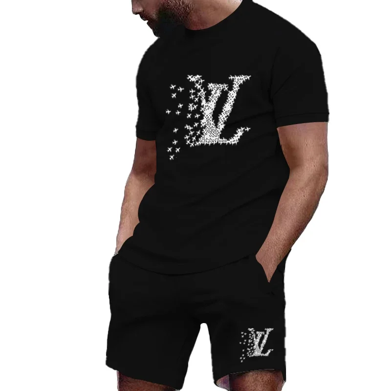 

European And American Summer Men's Retro Casual Sports T-Shirt Fashionable Gradient Round Neck Short Sleeved Men's Sports Shirt