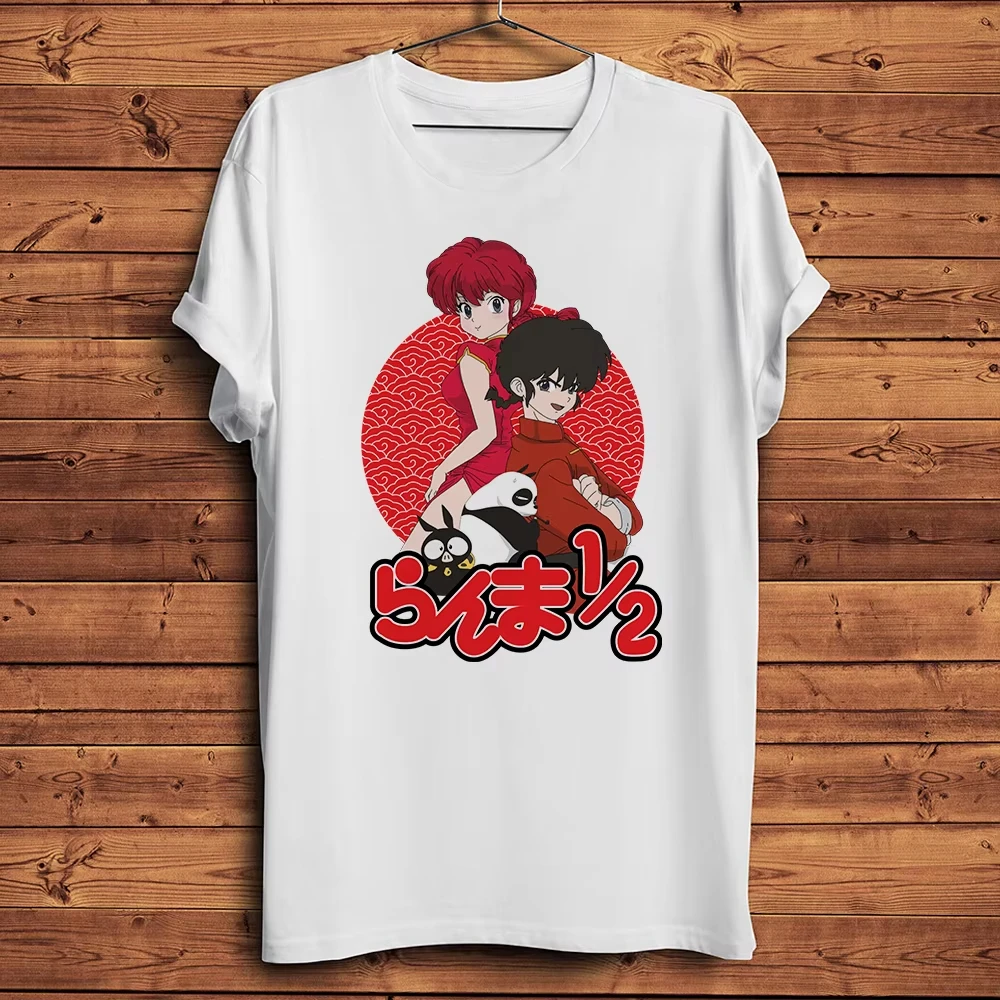 Ranma 1/2 Panda Funny Anime Manga T-shirt Men White Hipster Casual Graphic Print Cotton Short Sleeve Summer Crew Neck Top Hot