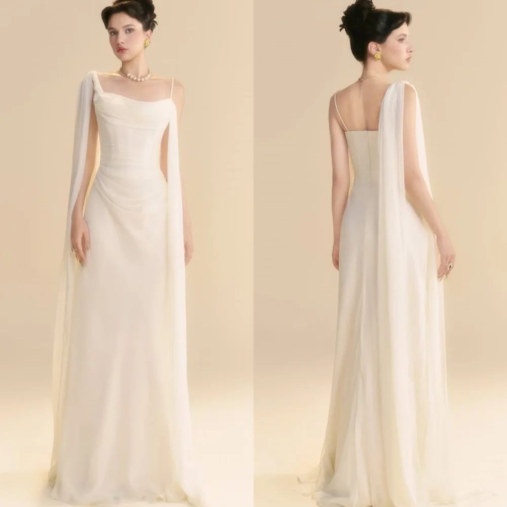 

Customized Modern Style Elegant Ruched Straight Spaghetti strap Long Dresses Bespoke Occasion Dresses Sizes Available Matching