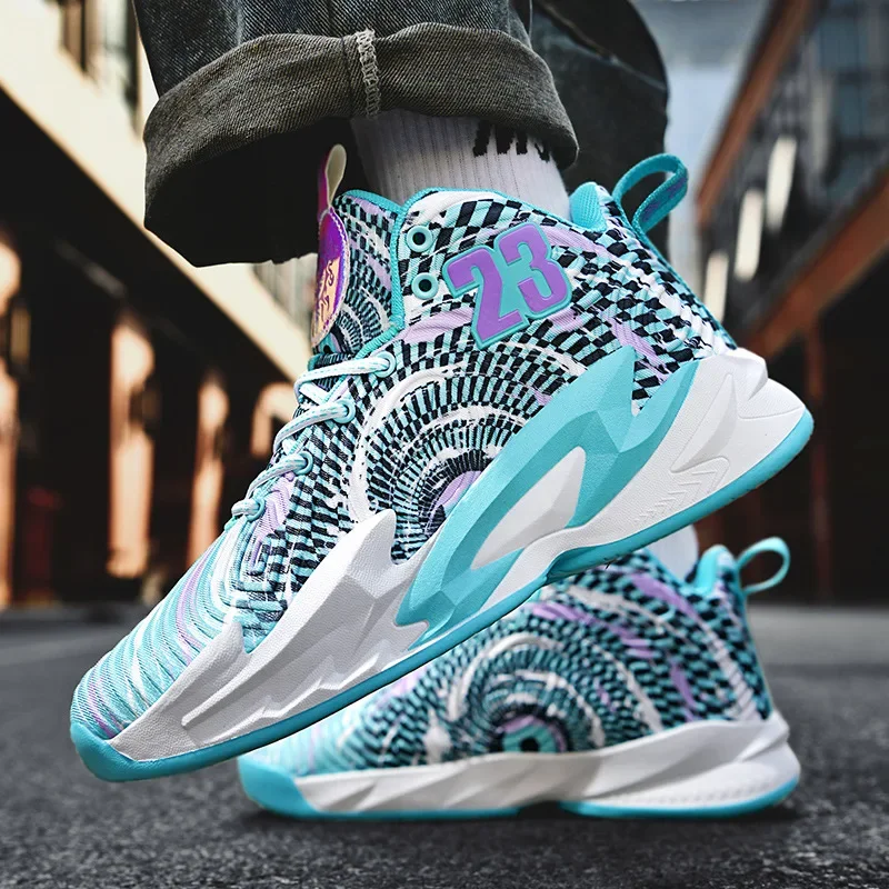 

2026 Men Basketball Shoes Outdoor Sports Shoes Male Trendy Sneakers Wear Resistant Rubber Sole Basketball Shoes