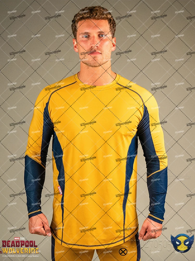 

Marvel Super-hero MMA Series Fitness Long T-shirts Autumn Winter Fighting Tops Muscle Tees Mesh Gymwork Long Sleeve Male Clothes