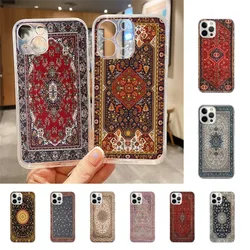 Persian carpet Floral pattern Phone Case For Iphone 15 11 13 14 Pro Max 7 8 Plus X Xr Xs Max Se2020 12mini Transparent Cover