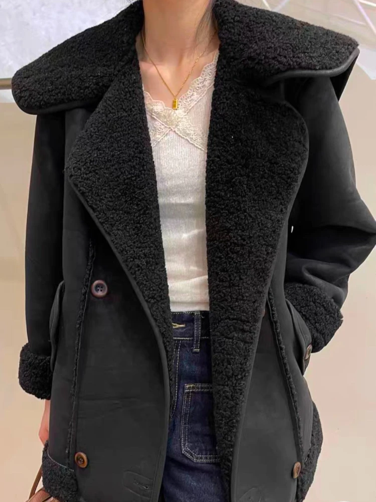 2024 Autumn/Winter Fashion New Collection Women\'s Warm Jacket Sleeveless Collar Lamb Fleece Fur Integrated Vest Anti Cold Coat