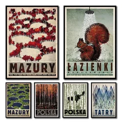 Retro Original Poland Local Pictorial Podhale Kocie Gory Poster and Print Canvas Painting Wall Art Pictures for Room Home Decor