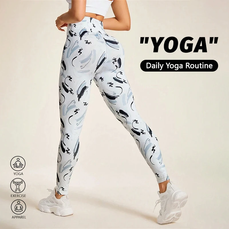 

Women's Knitted Print Leggings pants High Waist No Roll Down Breathable Quick Dry Gym Fitness Running Hip Lifting Sports Wear