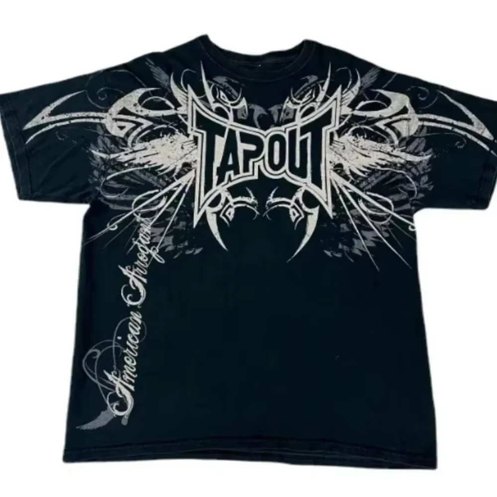 2026 New Gothic Street Style Vintage Tapout Graphic Print Short Sleeve T Shirt Cotton