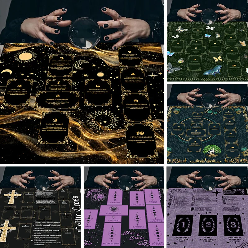 Tarot Spread Layout Altar Cloth Multiple Tarot Card Layout Guide Table Tapestry Wiccan Witch Occult Ritual Altar Decor Gift