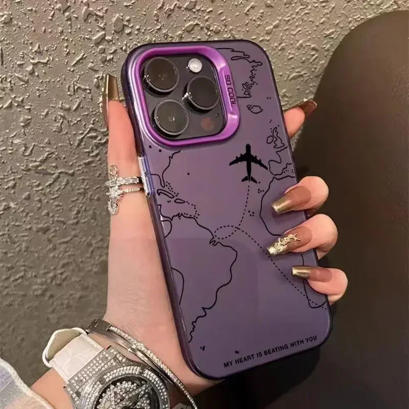 Travel-Inspired Airplane for iPhone 16E 15 Pro Max 11 12 13 Mini 14 XS XR 7 8 Plus Shockproof Screen Protector Casing image 5