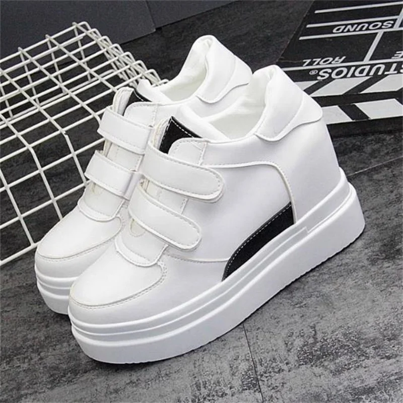 Woman Fashion White Hidden Wedge Shoes Platform Sneakers for Women Casual Shoes Vulcanized shoes 34-40