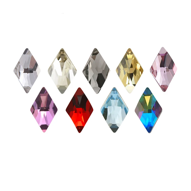 

Bling 100pcs Glass Flatback Rhinestones Nail Art DIY Manicure Glitter Rhombus Crystals 3D Nail Accessories Decoration Glue on