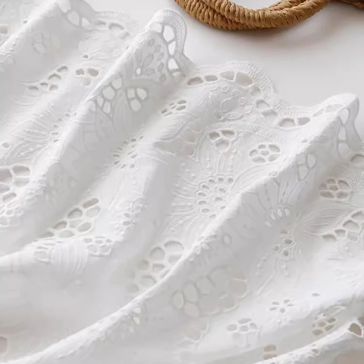 

1yard High quality cotton fabric Hollow carved embroidery tissu Dress skirt clothing accessories material