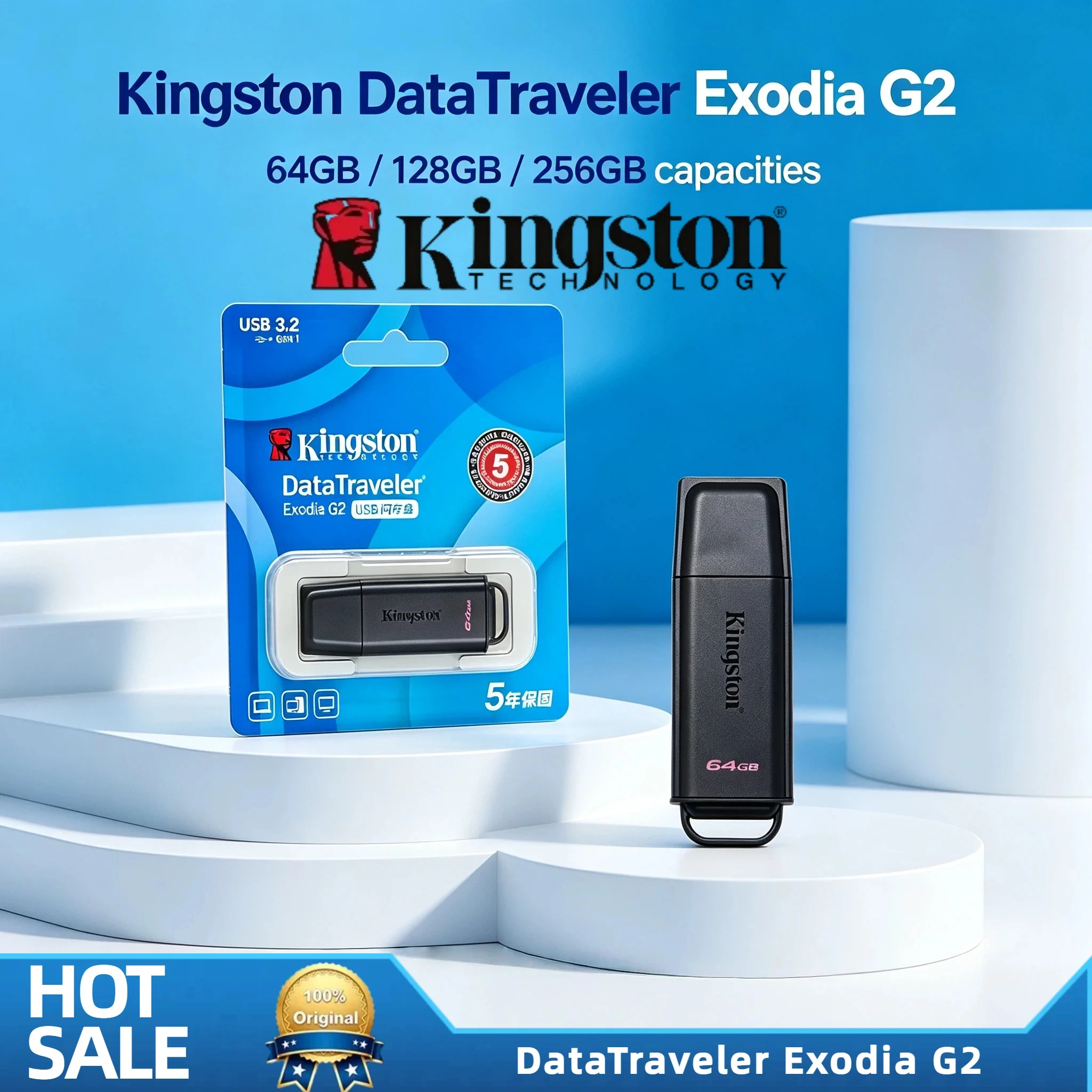 Kingston 64GB 128GB 256GB 512GB DataTraveler Exodia DTXG2 USB 3.2 Pen Drive U Disk Memory Stick for PC Pro