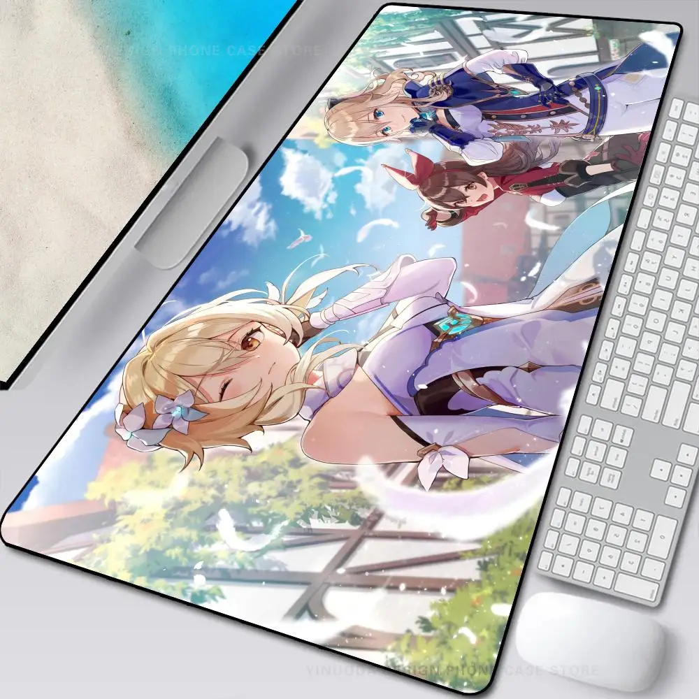 

Anime Genshin Impact Mousepad Mouse Mat Desk Mat with Pad Gaming Accessories Prime Gaming XXL Keyboard Pad Stitch Padding Mat