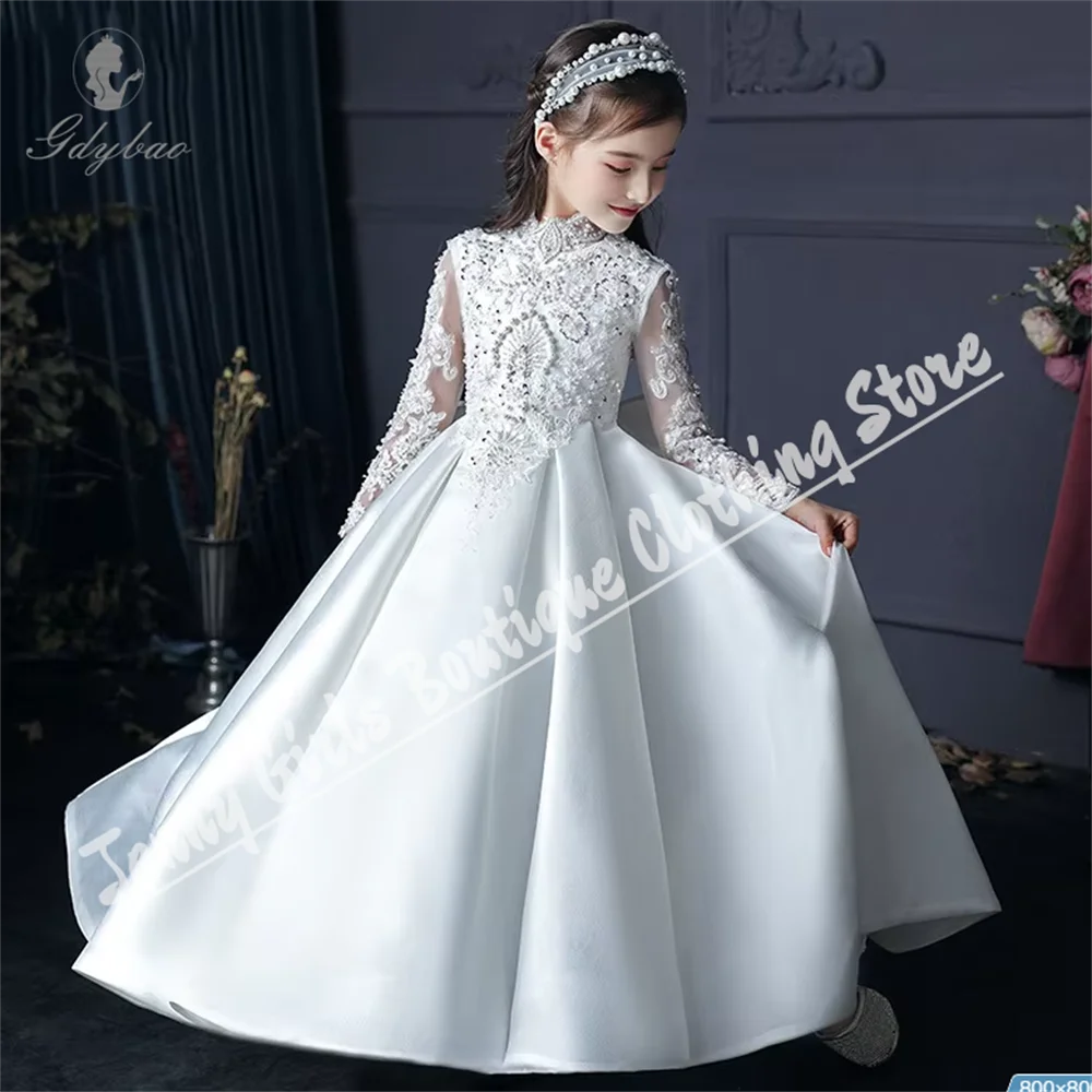 

Детское платье для первого причастия, пышное элегантное платье с цветочным узором для девочек, свадебные банкетные платья для фортепиано, театрализованное представление, выпускной