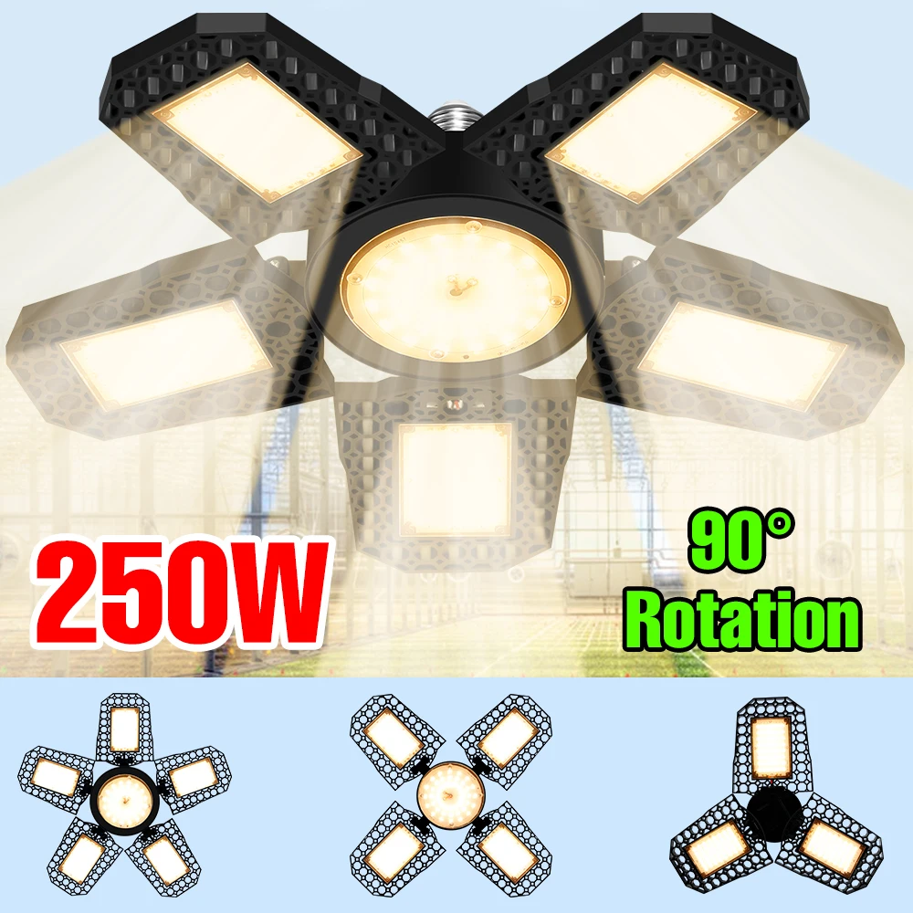 

250W Deformable LED Grow Bulb Full Spectrum Indoor Plant Cultivation Lights E27 Greenhouse Tent Vegs Flower Hydroponics Lighting