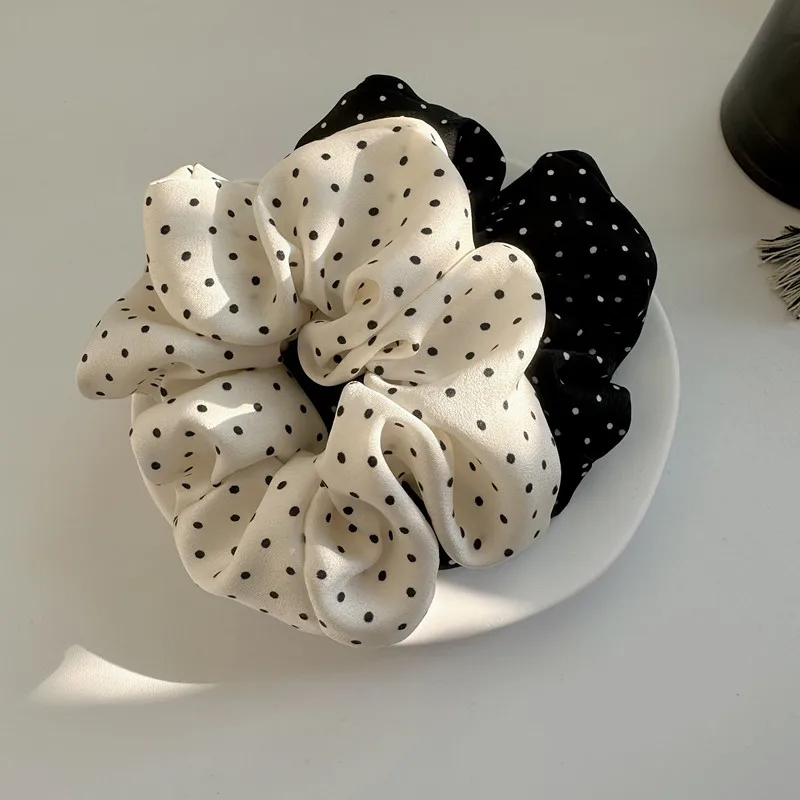 

2 элегантные резинки для волос, женские минималистичные резинки для волос из искусственного шелка, резинки для волос в горошек, эластичные аксессуары для прически «хвостик»