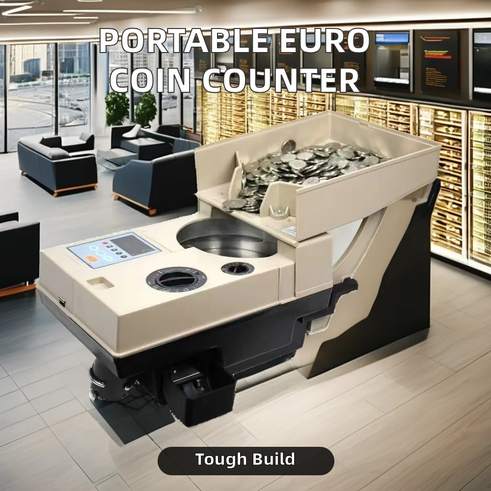 Euro Coin Counting Machine 220V New Motor Portable Fully Automatic 1000-2000pcs Counter 1-Year Warranty Industrial Equipment