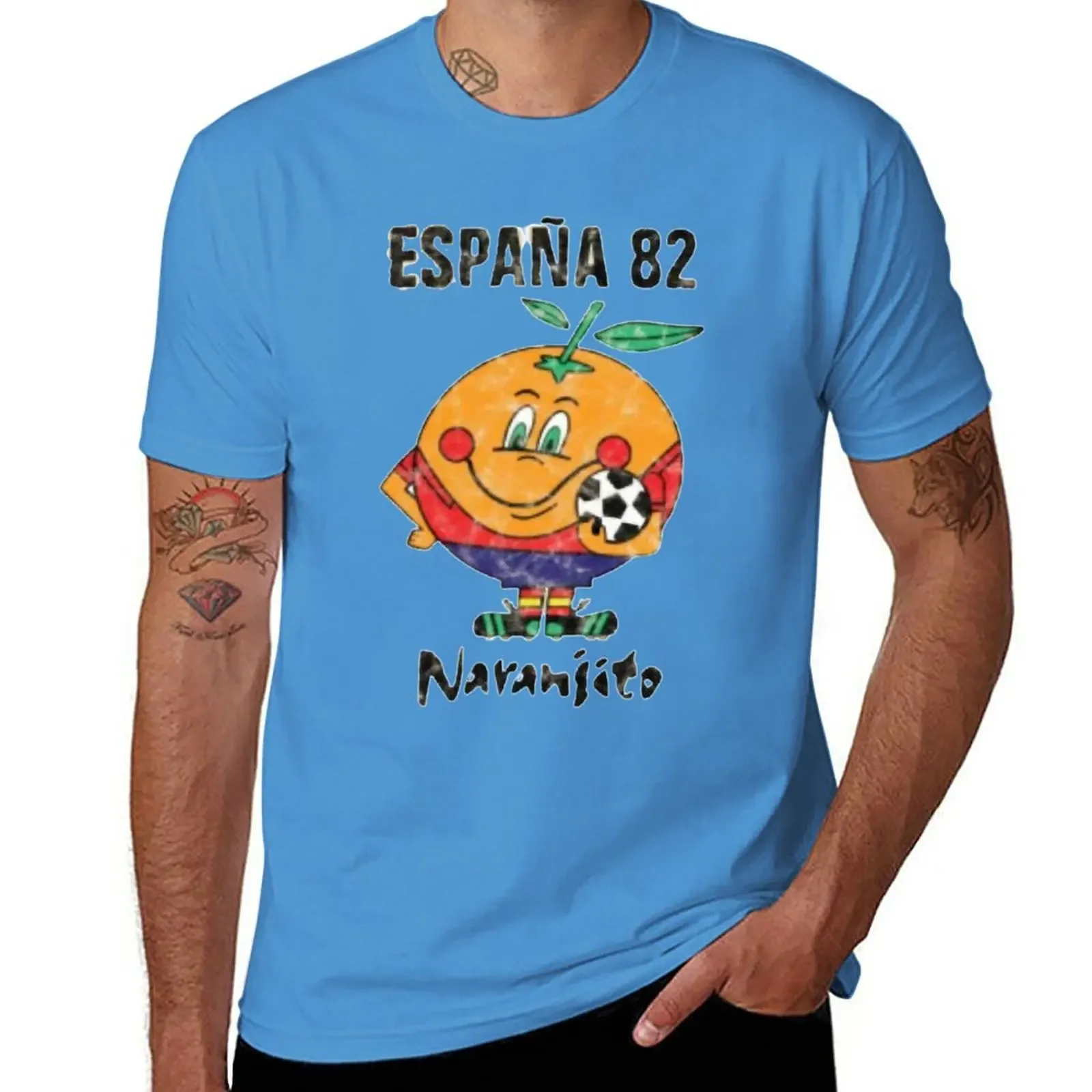 funny t shirts quick-drying t-shirt aesthetic clothes t shirts men New ESPA?A 82 NARANJITO RETRO T-Shirt  COTTON 2024 men