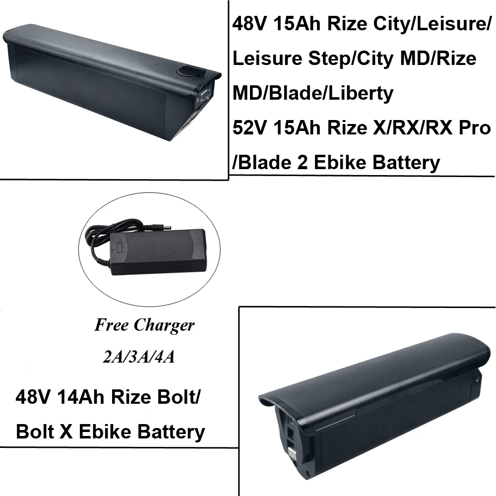 48V 52V 15Ah 20Ah Rize Bikes Ebike Battery Rize City Leisure Step MD X RX Pro Liberty Blade 2 Bolt X Electric Bike Battery