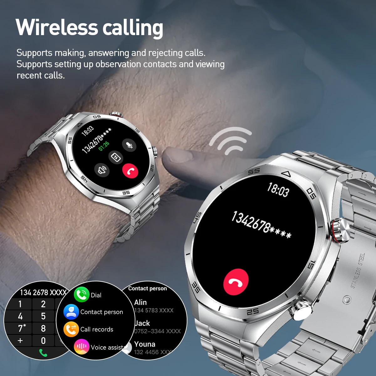 LIGE 2025 Smart Watch Men Bluetooth Call Customized Dial IP67 Waterproof 1.52 inch 360*360 HD Resolution Business Men Smartwatch