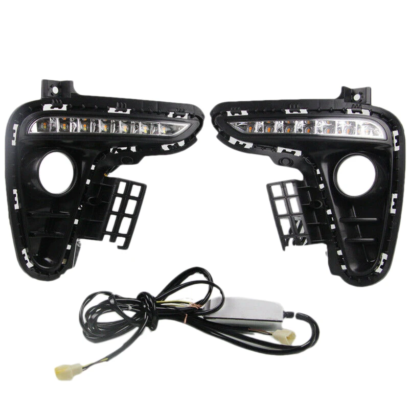 

LED DRL Turn Indicator Signal Daytime Running Fog Lights Fit for KIA K2 RIO