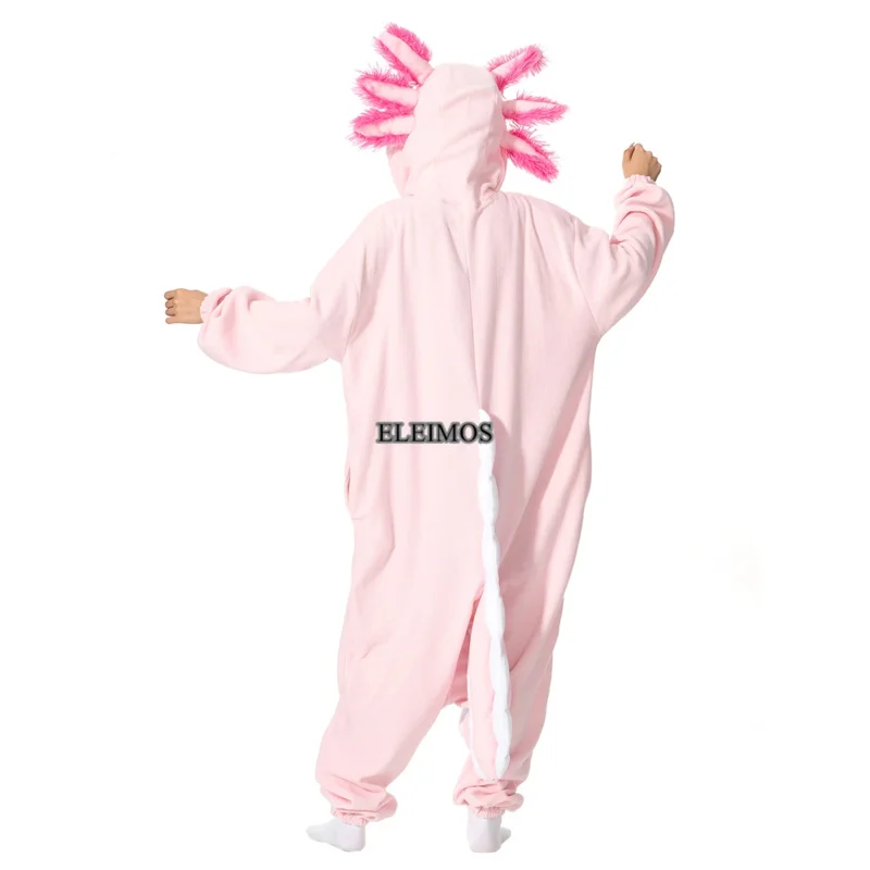 Qq38할로윈 Onesie 만화 Axolotl 잠옷 성인 어린이를위한 여성 남성 동물 Kigurumis 잠옷 Homewear 코스프레 파티 의상
