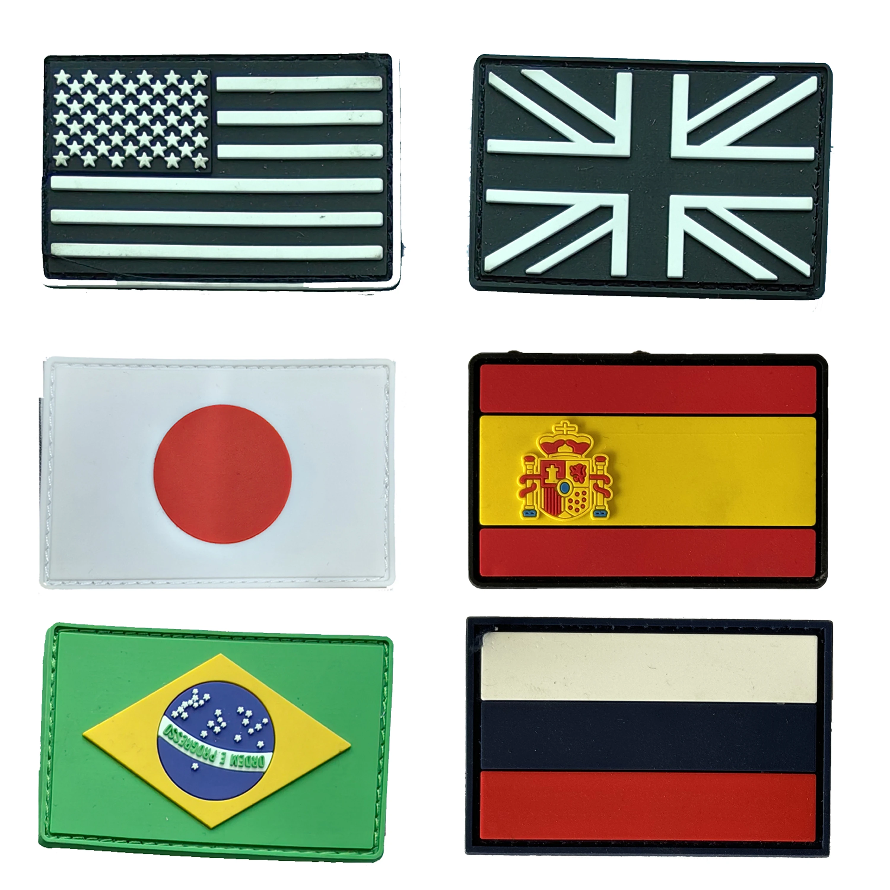 PVC/Embroider Flag Patches UK Spain France Germany US Russia Tactical Hook Badge Rubber Shoulder Emblem Applique