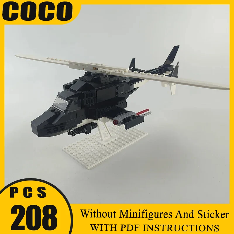 

Строительные блоки Moc, военная серия, вертолет специального назначения, мини-модель Airwolf, технологические кирпичи, сделай сам, самолет, игрушки для