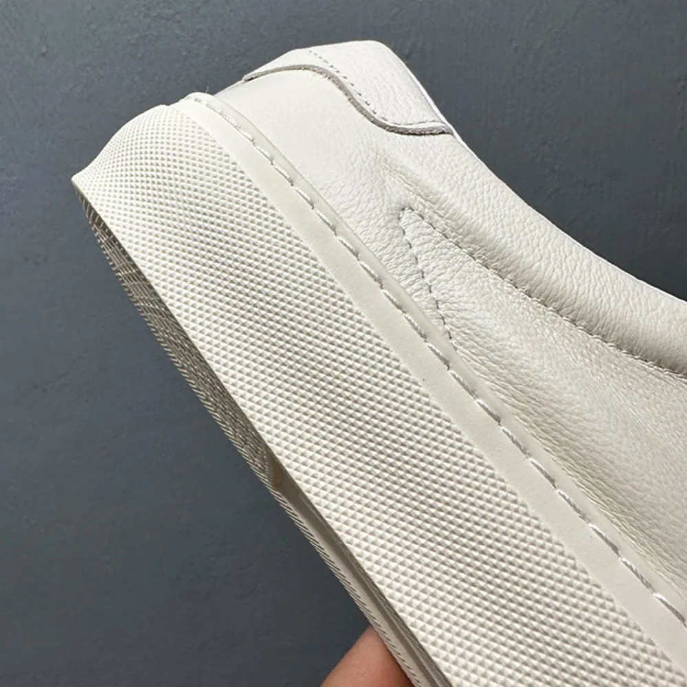 High-End Genuine Leather White Sneakers New Style Simple Elegant Japanese-Style Men's Versatile Casual Sneakers