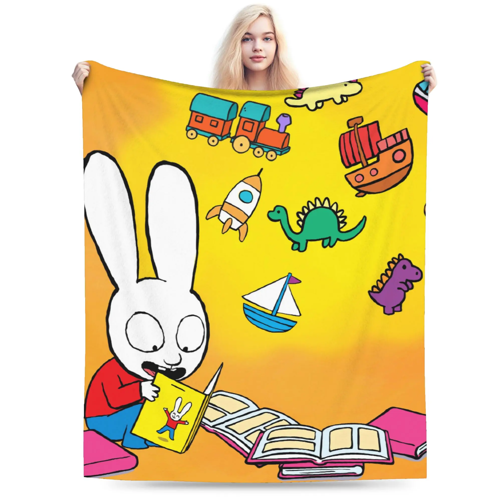 Simons Super Rabbit Super Warm Blanket  Children Plush Throw Blanket Novelty Bedroom Flannel Bedspread Sofa Bed Cover