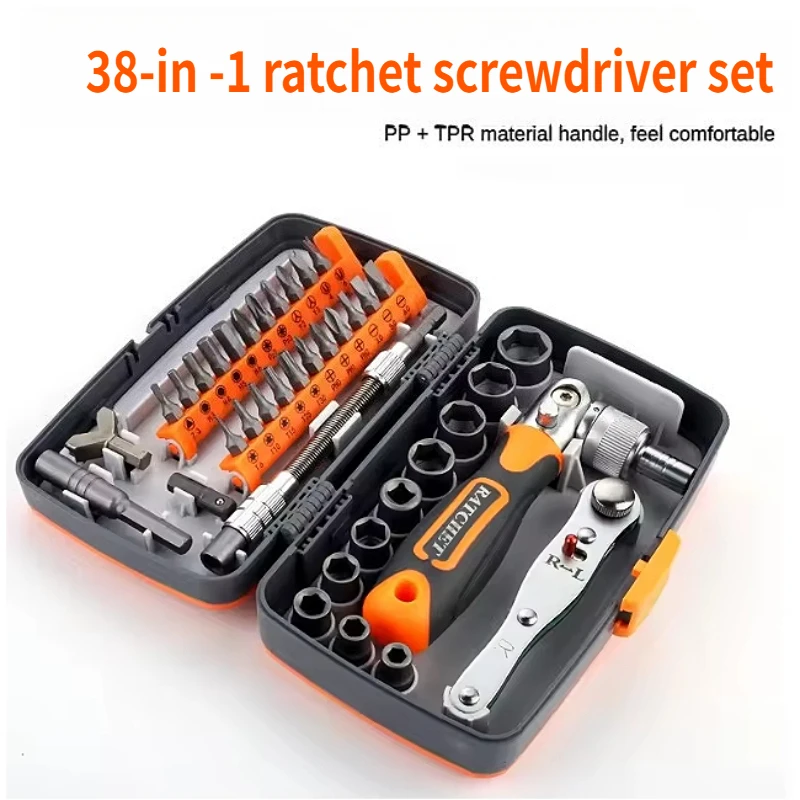 

38Pcs/set Ratcheting Flexible Screwdriver Tool Kit Retractable Household Multifunctional Plum Shaped Ratchet Screwdriver Box