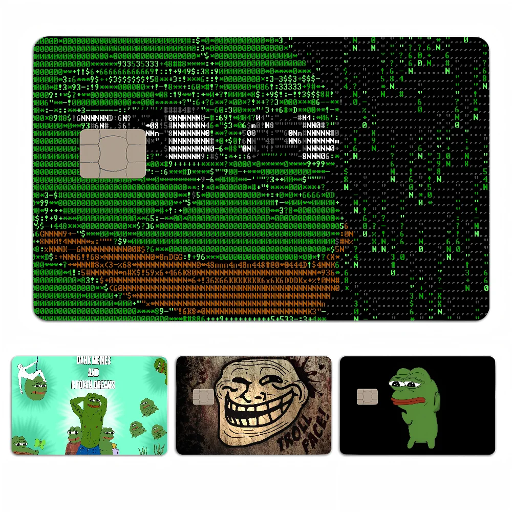 Pepe The Frog Face-cinta adhesiva de piel, película mate dorada, plateada y negra, a la moda, para tarjeta de débito de crédito bancaria