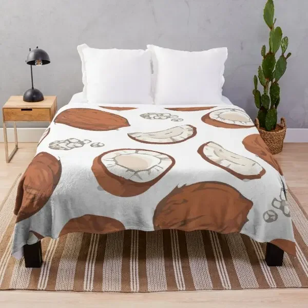 Coconut Fresh Fruit Flannel Throw Blanket Super Soft Blanket for Sofa Bed Couch Travel King Queen Full Size Lightweight Warm