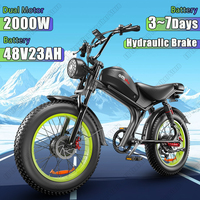2000W Dual Motor Electric Bike Hydraulic Brake 48V23AH Lithium Battery Motorcycle Electric Bicycle 20*4.0 Inch Fat Tire E-bike