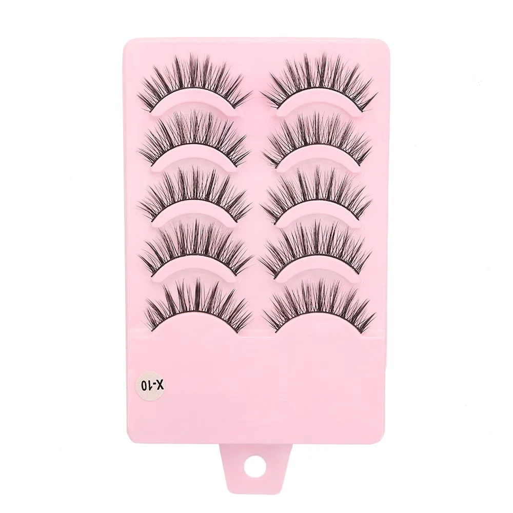 

5 pairs New Wispy Manga Lashes Soft Flared Faux Mink Lashes Spike Wet Eyelash Eye Makeup