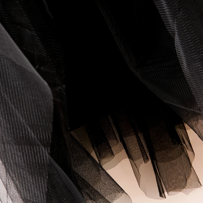 Jupe tutu en tulle à volants taille haute pour femmes, jupe midi noire, jupes en tulle