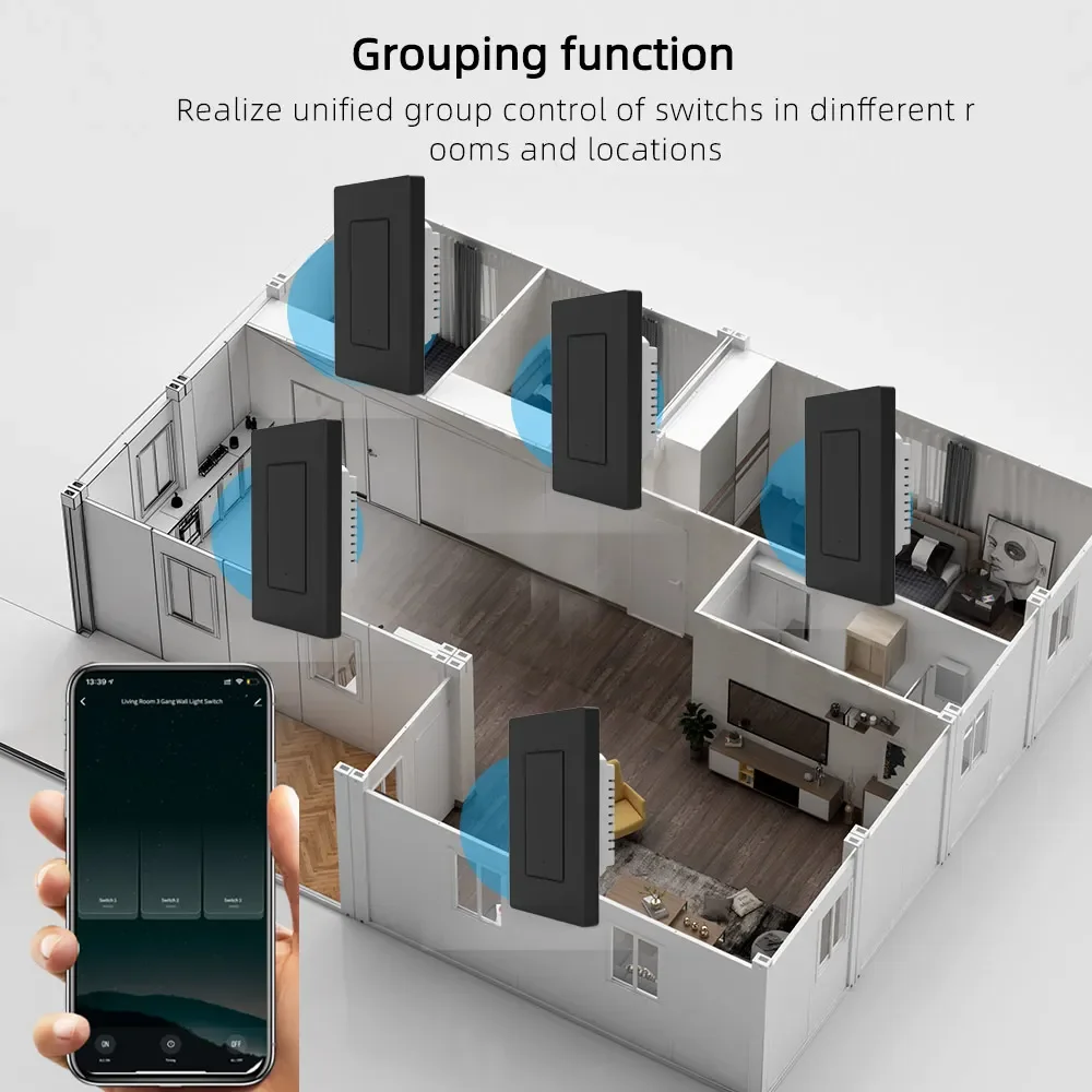 DawnJoy Smart zigbee intelligent switch Neutral US110V-220V plastic push button 1/2/3/4Gang dimmer remote timing voice with tuya - Image 6