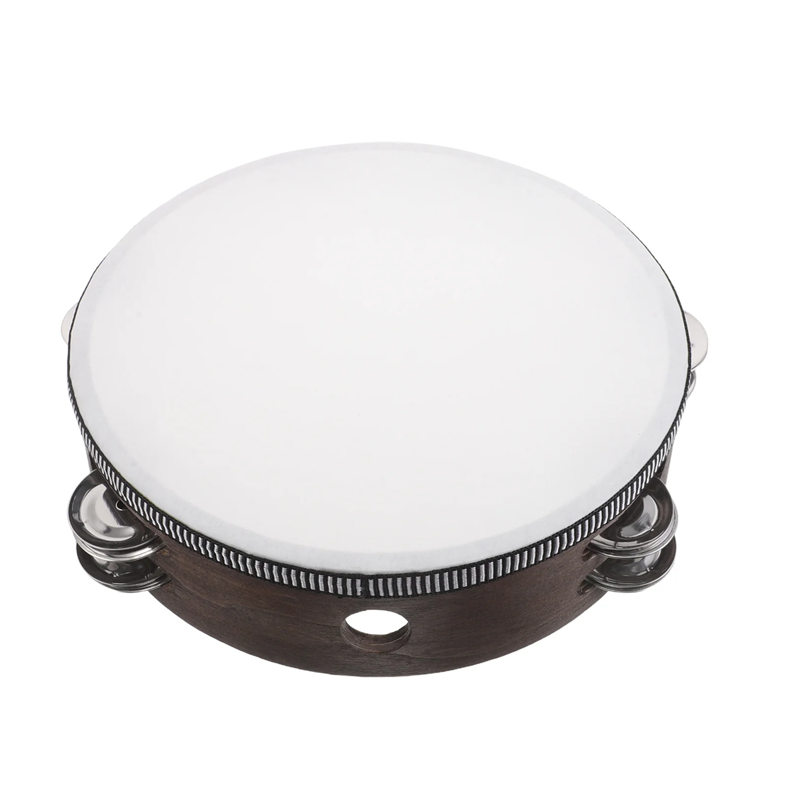 

Wood Handheld Tambourine Double Row Lightweight Portable for Music Practice and Education Percussion Instrument
