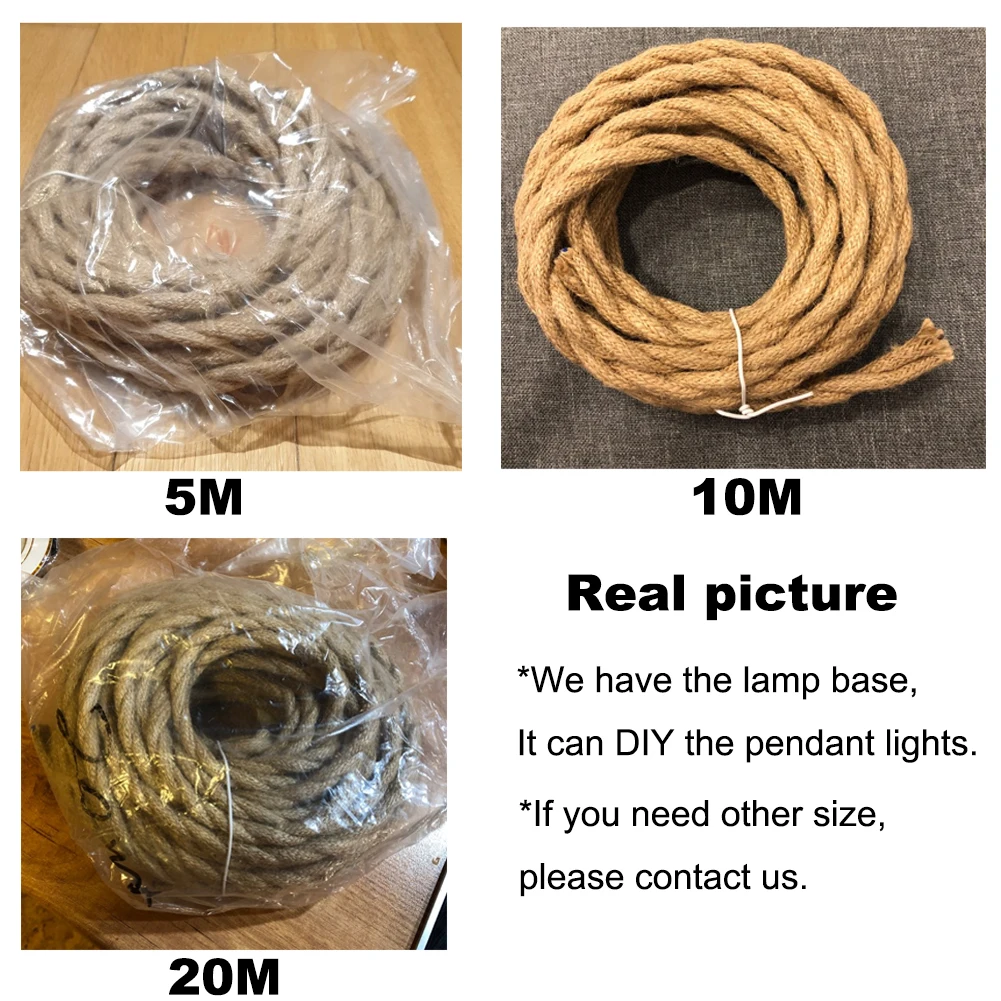 Retro Electrical Wire Cables 2x0.75mm² 2 Core Twisted Cable Hemp Rope Copper Vintage Lamp Cord Woven Textile Wire Pendant Light