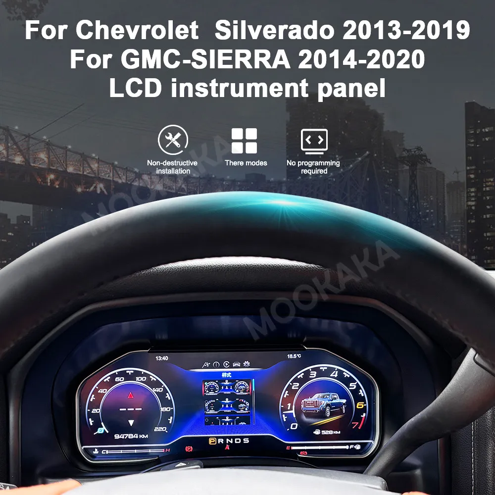 LCD Digital Instrument Cluster For Chevrolet Silverado 2013-2019 GMC Sierra 2014-2020 HD Touch Display OBD GPS Speedometer Linux