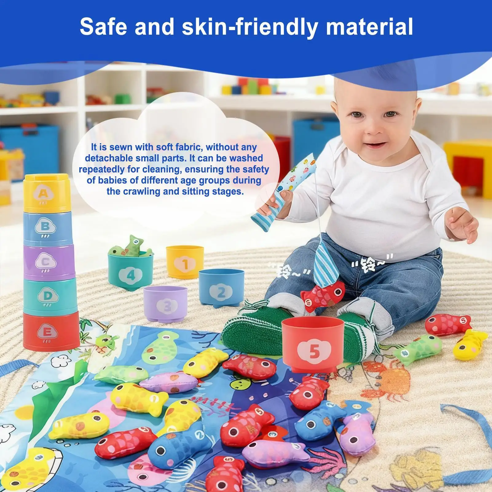 لعبة صيد السمك لفرز الألوان للأطفال الصغار، لعبة قماش تعليمية لتعلم أرقام الألوان، نشاط ما قبل المدرسة للأطفال في وقت مبكر