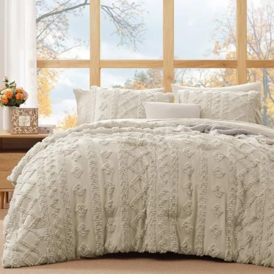 

Size Comforter Set with Sheets - 7 Pieces Tufted Bed in a Bag Shabby Chic Bedding Sets with 1 Comforter, 2 Sheets, 2 Pillowcase