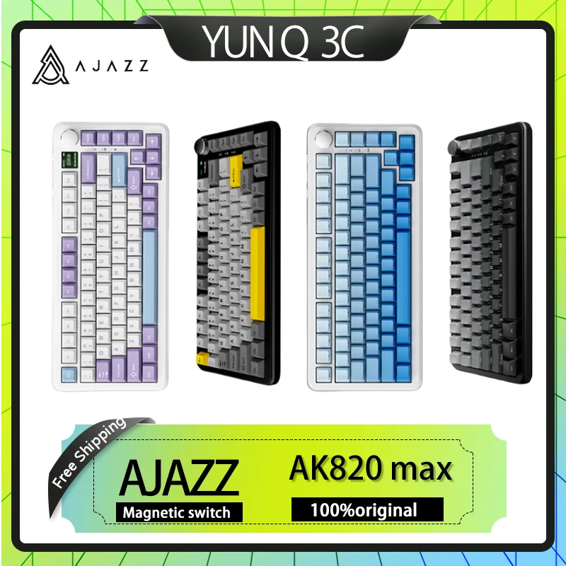 Ajazz Ak820max Wireless Three Mode Mechanical Keyboard Magnetic Switch Customized Side Carved Keycap E-Sports Game Keyboard