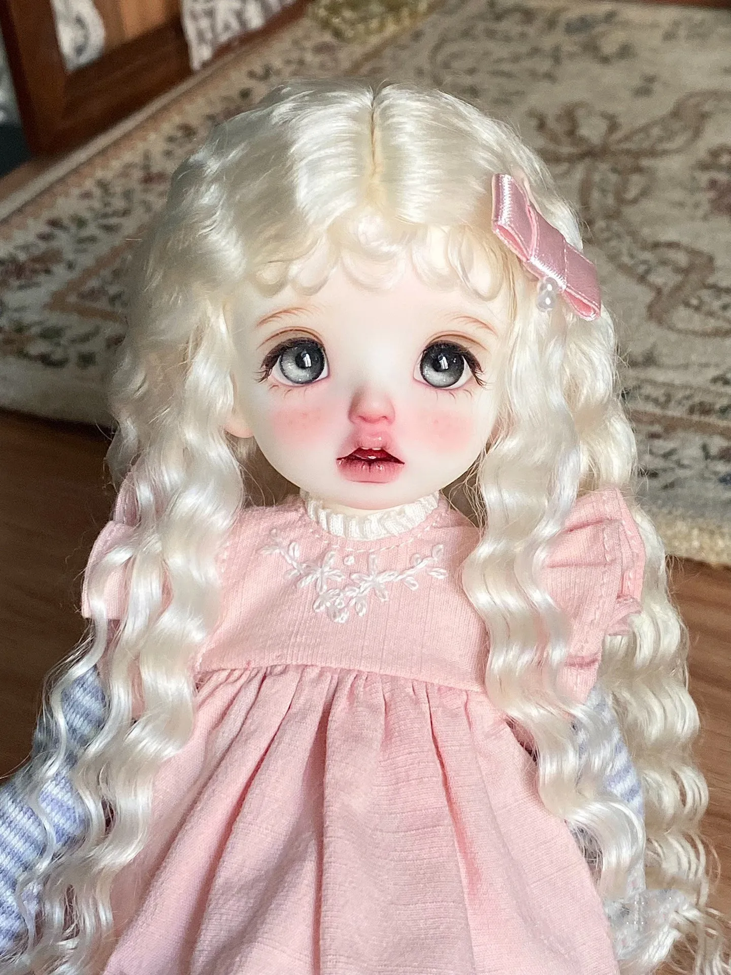 Light Color 1/6 BJD Doll Hair, Small Brown Curly Mohair Fake Wig Free Shipping