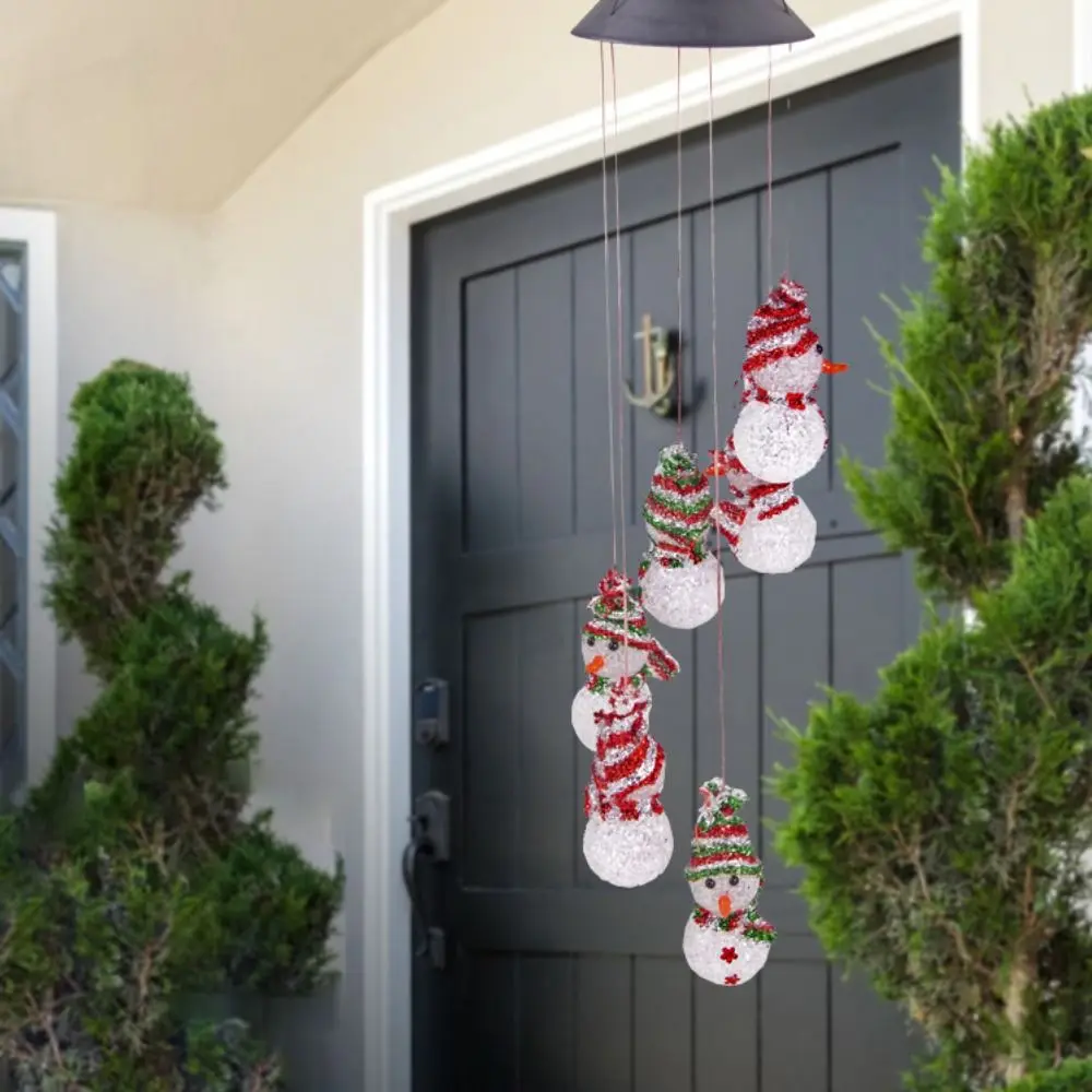 PE/ABS Solar Christmas Wind Chime Lights LED Hangings Snowman Wind Chimes Light Colorful Snowman Pendants Snowman String Light