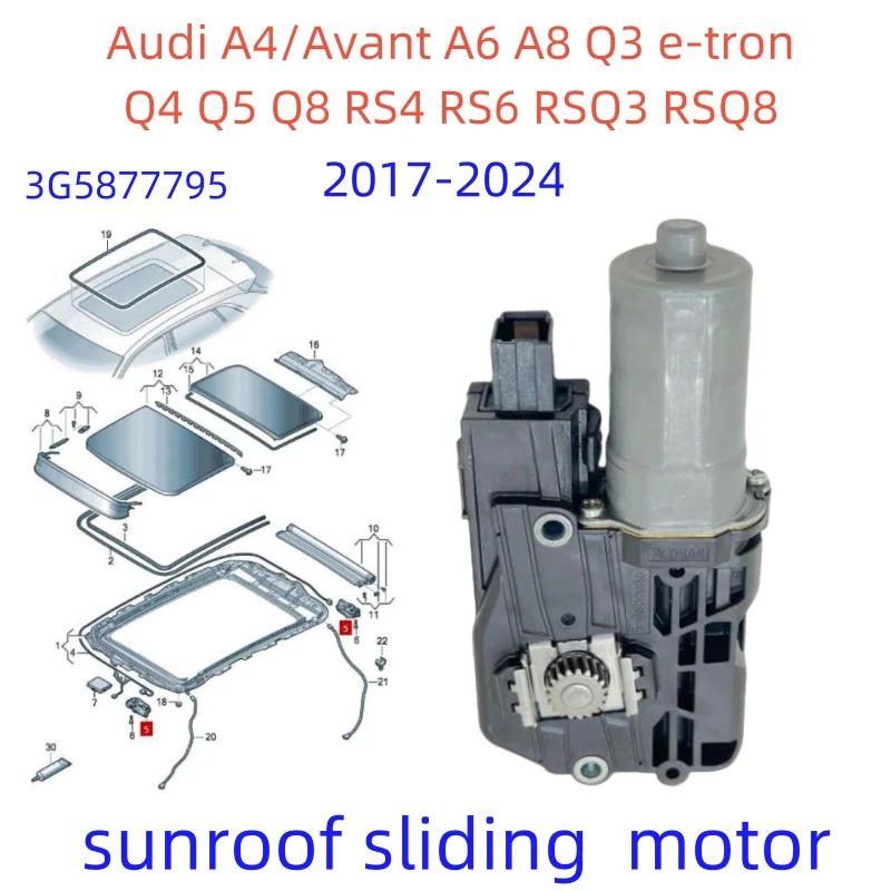 Brand new authentic Audi A4/Avant A6 A8 Q3 e-tron Q4 Q5 Q8 RS4 RS6 RSQ3 RSQ8 sunroof sliding motor Universal 3G5877795，2017-2024