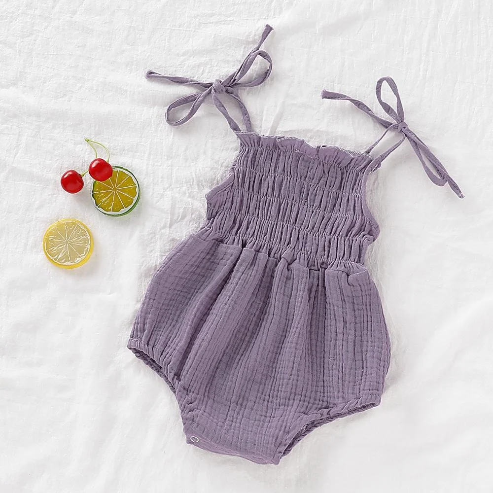 Newborn Girls Bodysuit Purple Jumpsuit Outfits Summer Sleeveless Babies Clothes