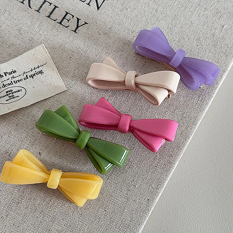 Sweet Bow Candy Color Hair Clip Temperamental Bangs Clip Hairpin Girl Heart Bangs Side Clip Hair Accessories New