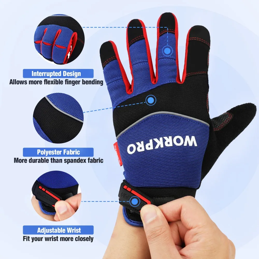 Touch Screen Full Finger Work Gloves Protection Gloves For Mechanic Working Men Work Gloves Coated Gloves Working Protection