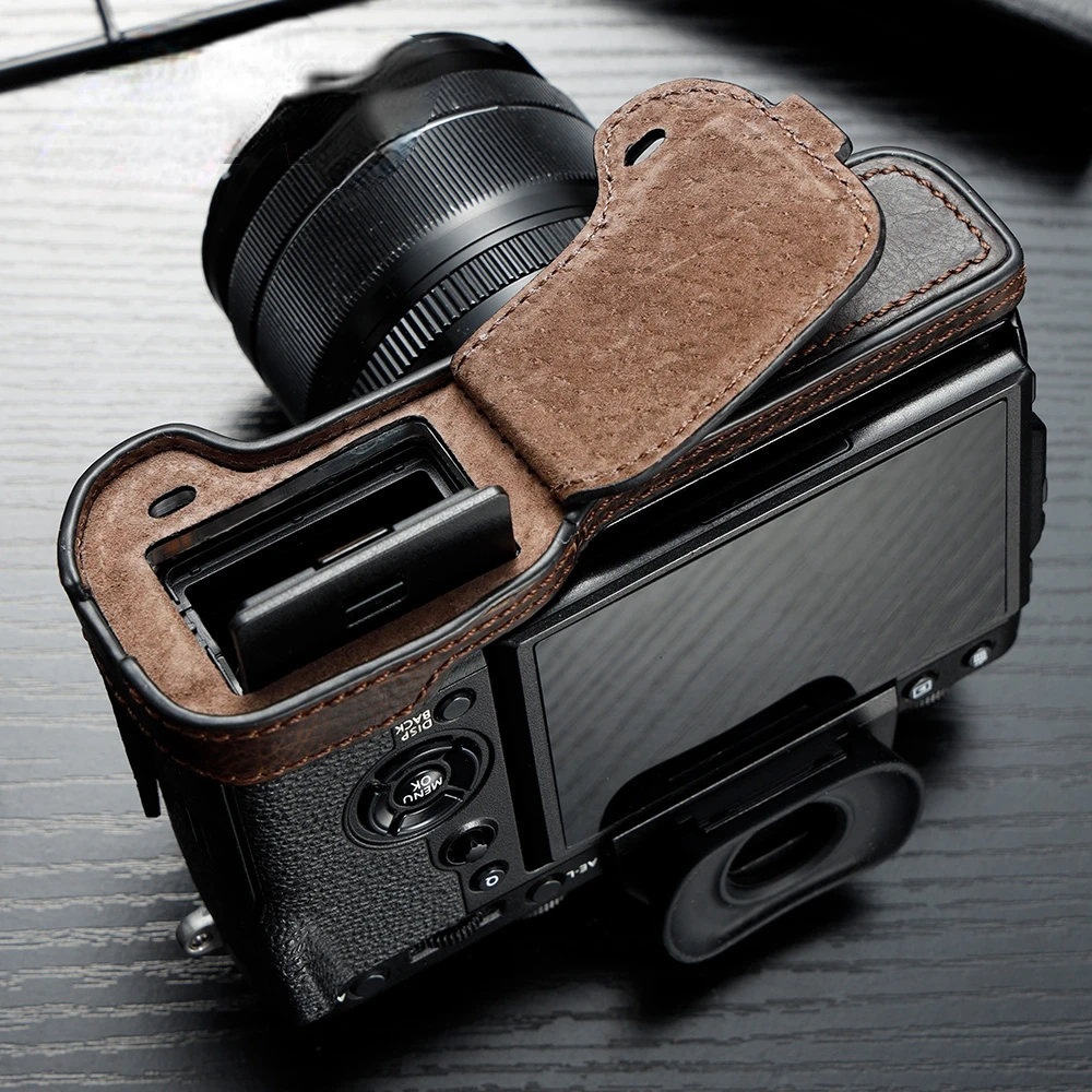 후지 필름 XT2 XT3 카메라 바디 슈트용, 정품 가죽 카메라 케이스 핸들 하프 백